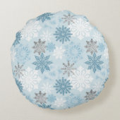 Blue & Silver Snowflake Personalisiert Rundes Kissen (Rückseite)