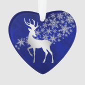Blue Silver Snowflake Rentier Ornament (Vorderseite)