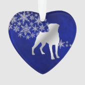 Blue Silver Snowflake Rottweiler Ornament (Vorderseite)