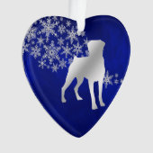 Blue Silver Snowflake Rottweiler Ornament (Vorderseite)