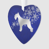 Blue Silver Snowflake Schnauzer Ornament (Vorderseite)