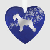 Blue Silver Snowflake Schnauzer Ornament (Vorderseite)