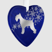 Blue Silver Snowflake Schnauzer Ornament (Vorderseite)