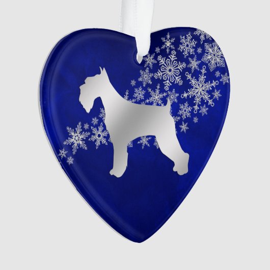 Blue Silver Snowflake Schnauzer Ornament (Vorderseite)