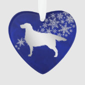 Blue Silver Snowflake Setter Dog Ornament (Vorderseite)