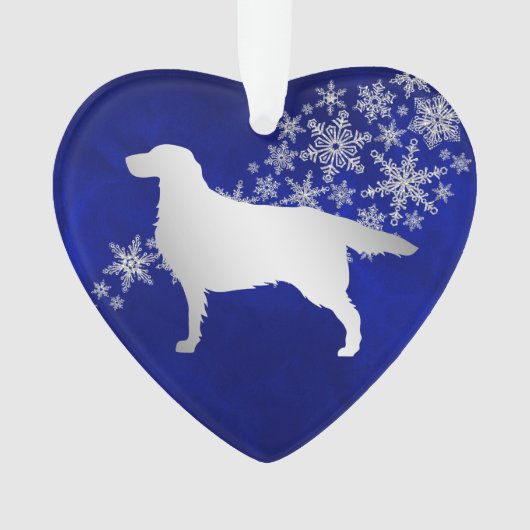 Blue Silver Snowflake Setter Dog Ornament (Vorderseite)