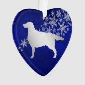 Blue Silver Snowflake Setter Dog Ornament (Vorderseite)
