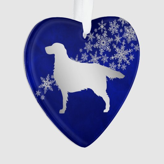 Blue Silver Snowflake Setter Dog Ornament (Vorderseite)