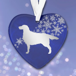 Blue Silver Snowflake Setter Dog Ornament