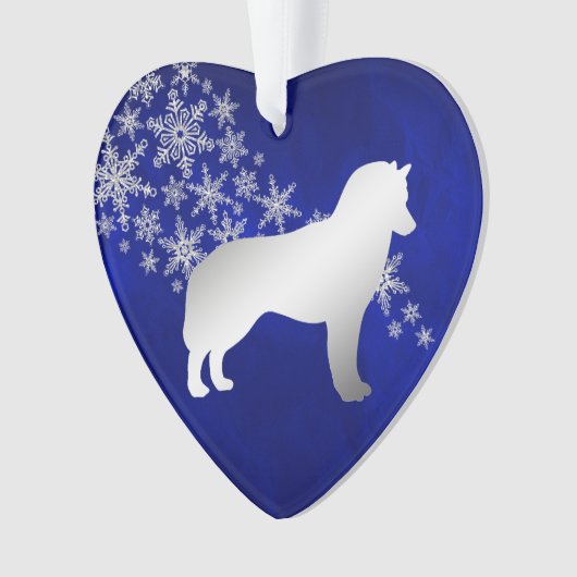 Blue Silver Snowflake Siberian Husky Ornament (Vorderseite)