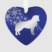 Blue Silver Snowflake Siberian Husky Ornament (Vorderseite)