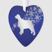 Blue Silver Snowflake Spaniel Ornament (Vorderseite)