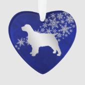 Blue Silver Snowflake Spaniel Ornament (Vorderseite)