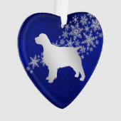 Blue Silver Snowflake Spaniel Ornament (Vorderseite)