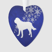 Blue Silver Snowflake St Bernard Ornament (Vorderseite)