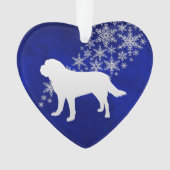 Blue Silver Snowflake St Bernard Ornament (Vorderseite)