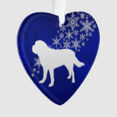 Blue Silver Snowflake St Bernard Ornament (Vorderseite)