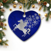 Blue Silver Snowflake Unicorn Personalisiert Keramik Ornament