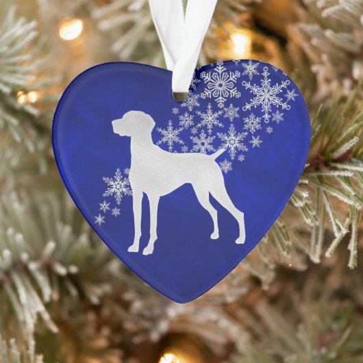 Blue Silver Snowflake Vizsla Ornament (Baum)