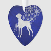 Blue Silver Snowflake Vizsla Ornament (Vorderseite)