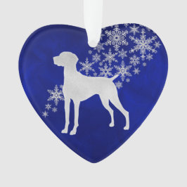 Blue Silver Snowflake Vizsla Ornament