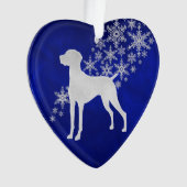 Blue Silver Snowflake Vizsla Ornament (Vorderseite)