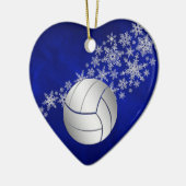 Blue Silver Snowflake Volleyball Personalisiert Keramik Ornament (Links)