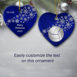 Blue Silver Snowflake Volleyball Personalisiert Keramik Ornament