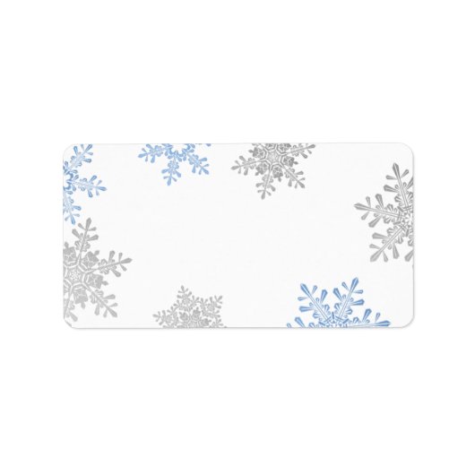 Blue Silver Snowflake Wedelblank Address Labels Adressaufkleber (Vorne)