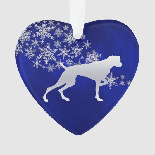 Blue Silver Snowflake Weimaraner Hund Ornament (Vorderseite)