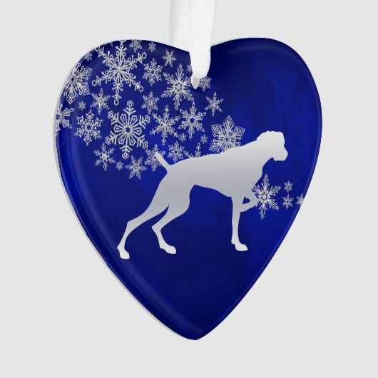 Blue Silver Snowflake Weimaraner Hund Ornament (Vorderseite)