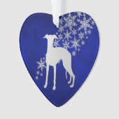 Blue Silver Snowflake Whippet Ornament (Vorderseite)