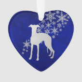 Blue Silver Snowflake Whippet Ornament (Vorderseite)