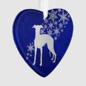 Blue Silver Snowflake Whippet Ornament (Vorderseite)