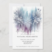 Blue Silver Snowflake Winter Baby Dusche Elegant Einladung (Vorderseite)