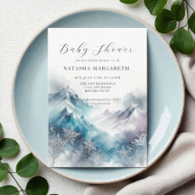 Blue Silver Snowflake Winter Baby Dusche Elegant