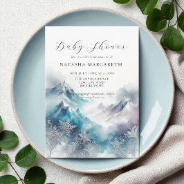 Blue Silver Snowflake Winter Baby Dusche Elegant Einladung