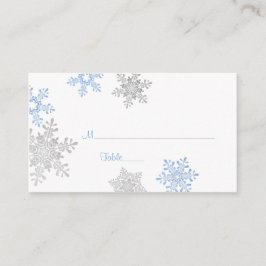 Blue Silver Snowflake Winter Hochzeiten Platzkarte