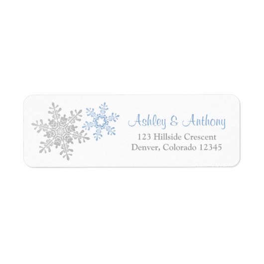 Blue Silver Snowflake Winter Wedding Address (Vorne)