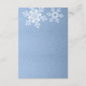 Blue Silver Snowflake Winter Wedding Empfang Begleitkarte (Rückseite)