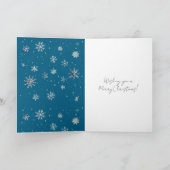 Blue Silver Snowflakes Christmas Tree Karte (Innenseite)