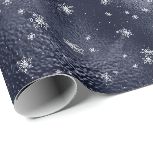 Blue Silver Snowflakes Glitzer Weihnachtsfeiertag Geschenkpapier (Rolleneckpunkt)