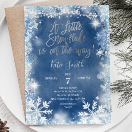 Blue Silver Snowflakes ist unterwegs Baby Dusche Einladung