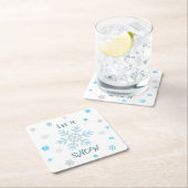 Blue Silver Snowflakes Let it Snow Rechteckiger Pappuntersetzer (Vor Ort)