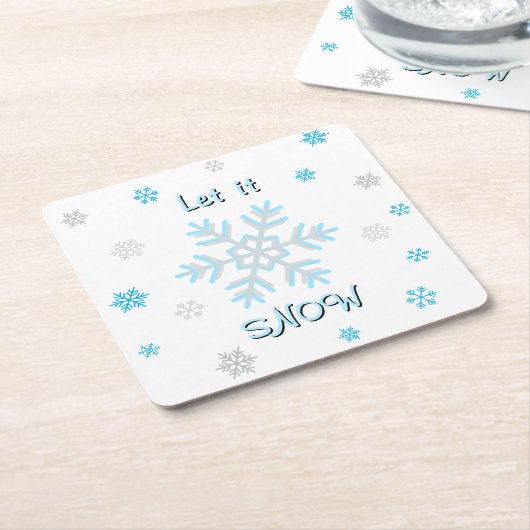 Blue Silver Snowflakes Let it Snow Rechteckiger Pappuntersetzer (angewinkelt)