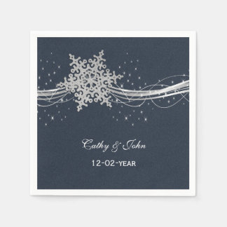 Blue Silver Snowflakes personalisiert Hochzeitserv Serviette