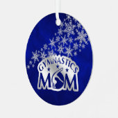 Blue Silver Snowflakes Proud Gymnastik Mama Ornament Aus Metall (Vorderseite links)