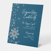 Blue Silver Snowflakes Signature Cocktail Menu Sockelschild (Vorderseite)
