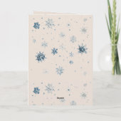 Blue Silver Snowflakes Window Teddy Bear Christmas Karte (Rückseite)