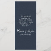 Blue Silver Snowflakes Winter Hochzeitskarte Menükarte (Rückseite)